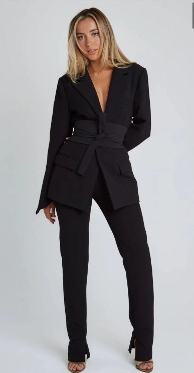 "Navy" - Oversized waist blazer