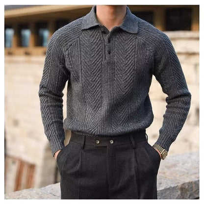 "Damien" - Old Money Knit Textured Polo Shirt